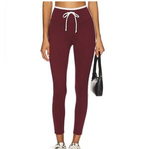 Year of Ours Maroon Leggings with White Tie